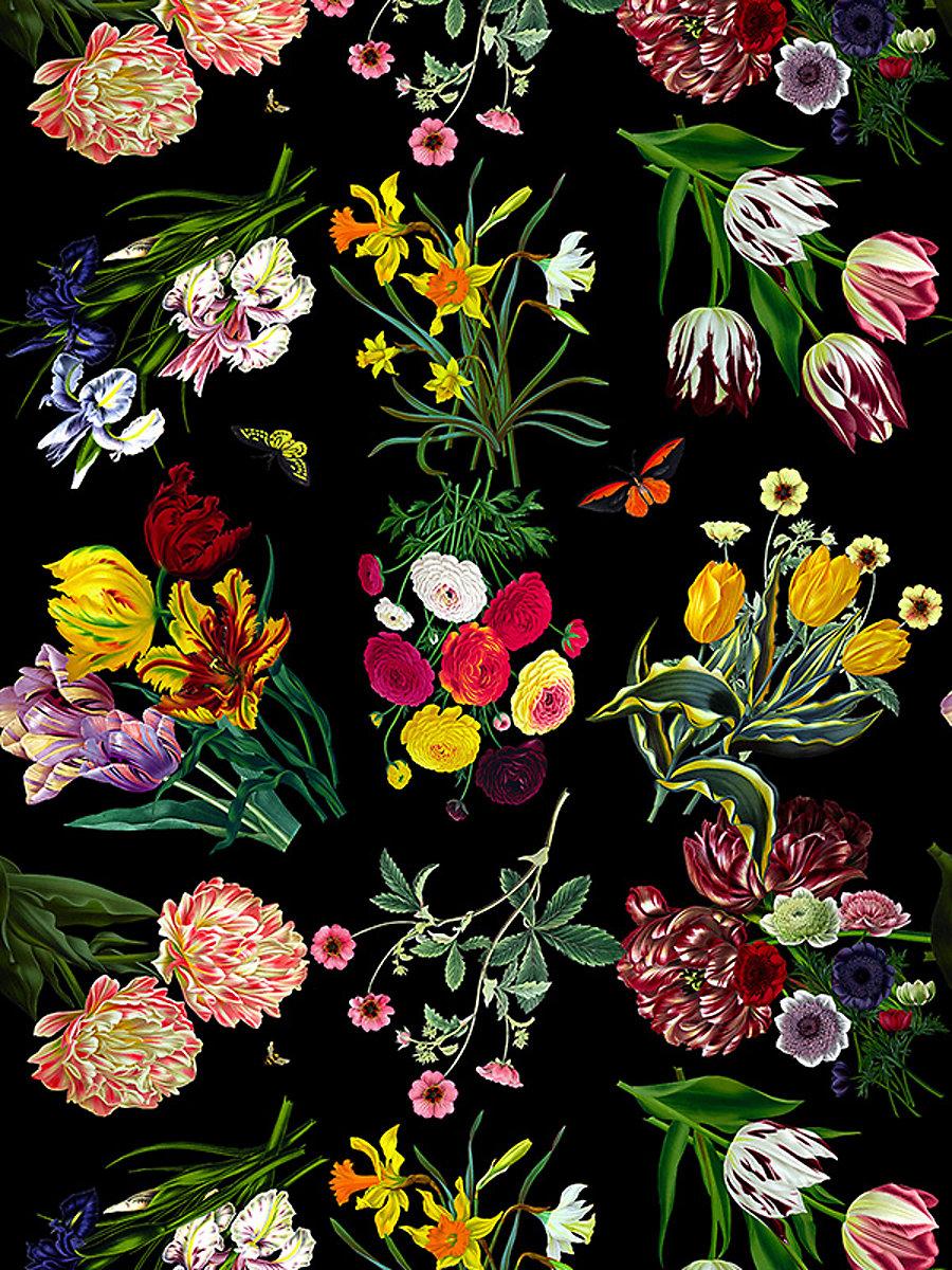 Scalamandre Flora & Fauna Black Wallpaper