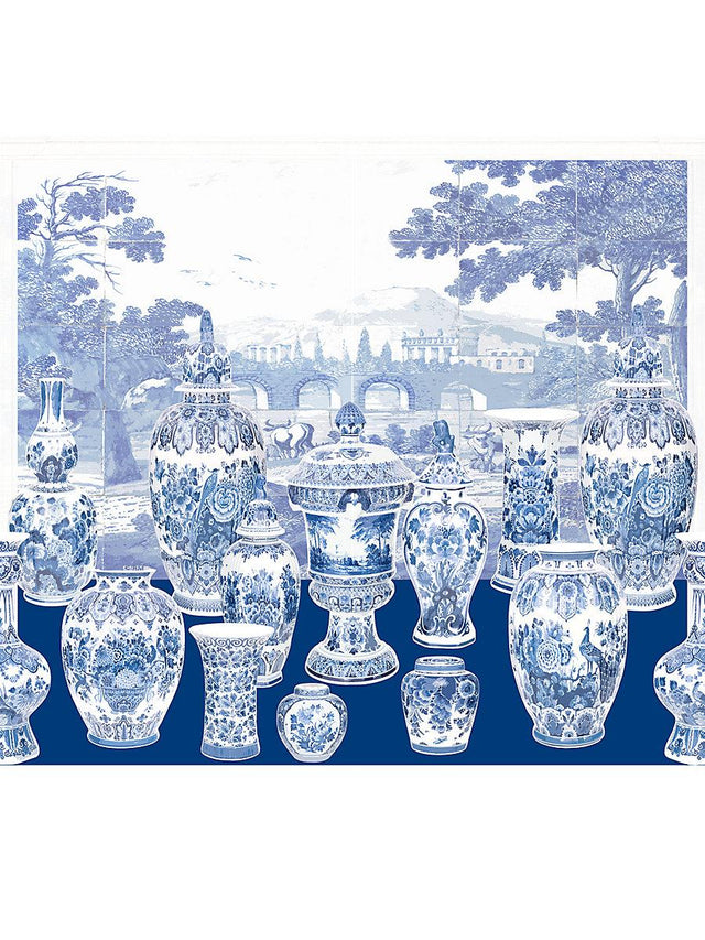 Scalamandre Garniture Scenic Blue - Left Panel Wallpaper