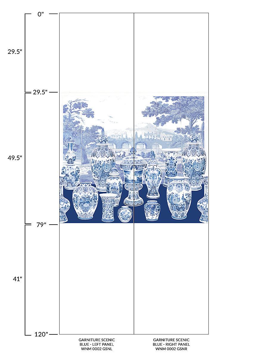 Scalamandre Garniture Scenic Blue - Left Panel Wallpaper