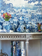 Scalamandre Garniture Scenic | Tulips Blue - Right Panel Wallpaper
