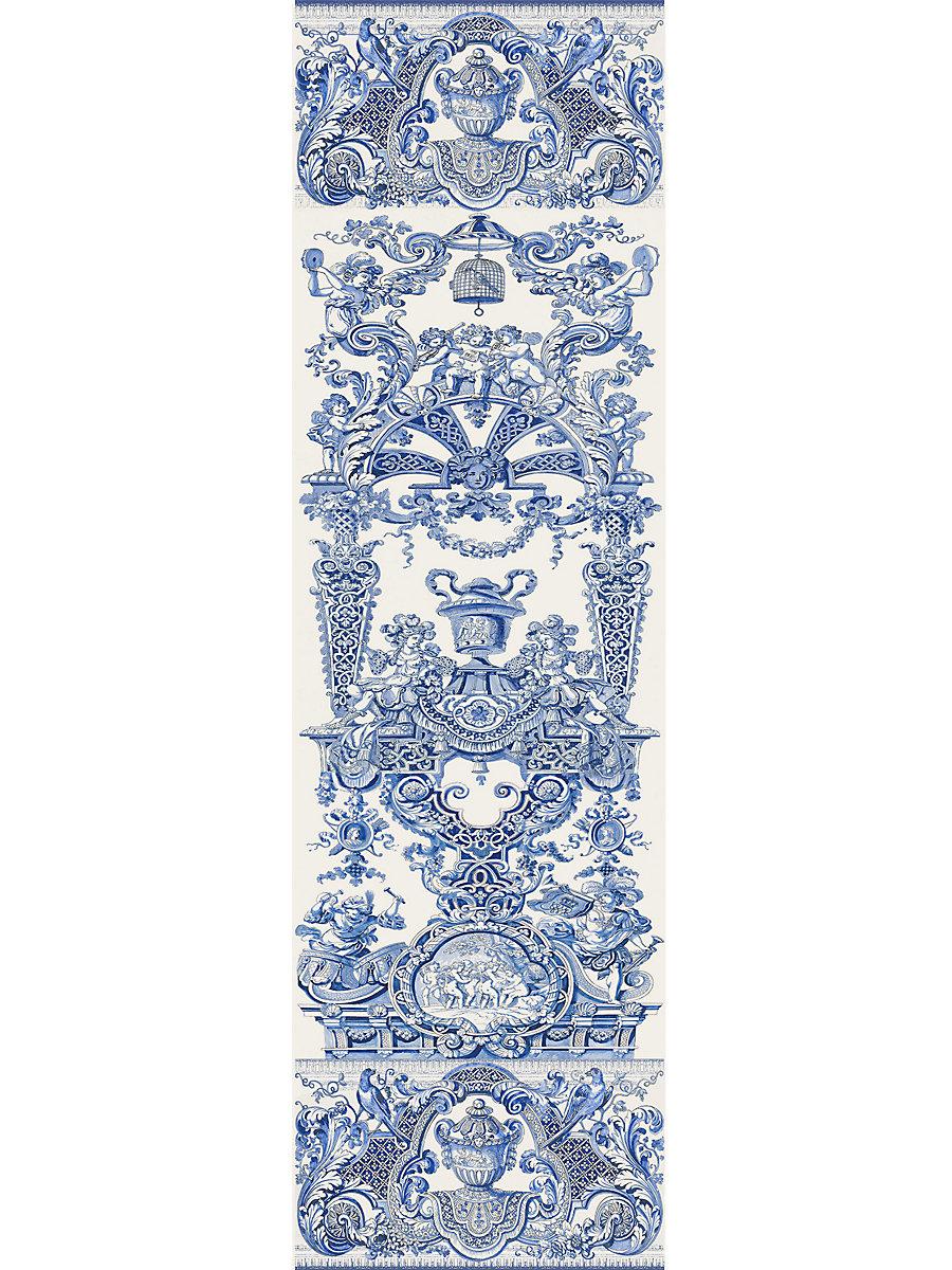 Scalamandre Hampton Court | Panel Blue Wallpaper