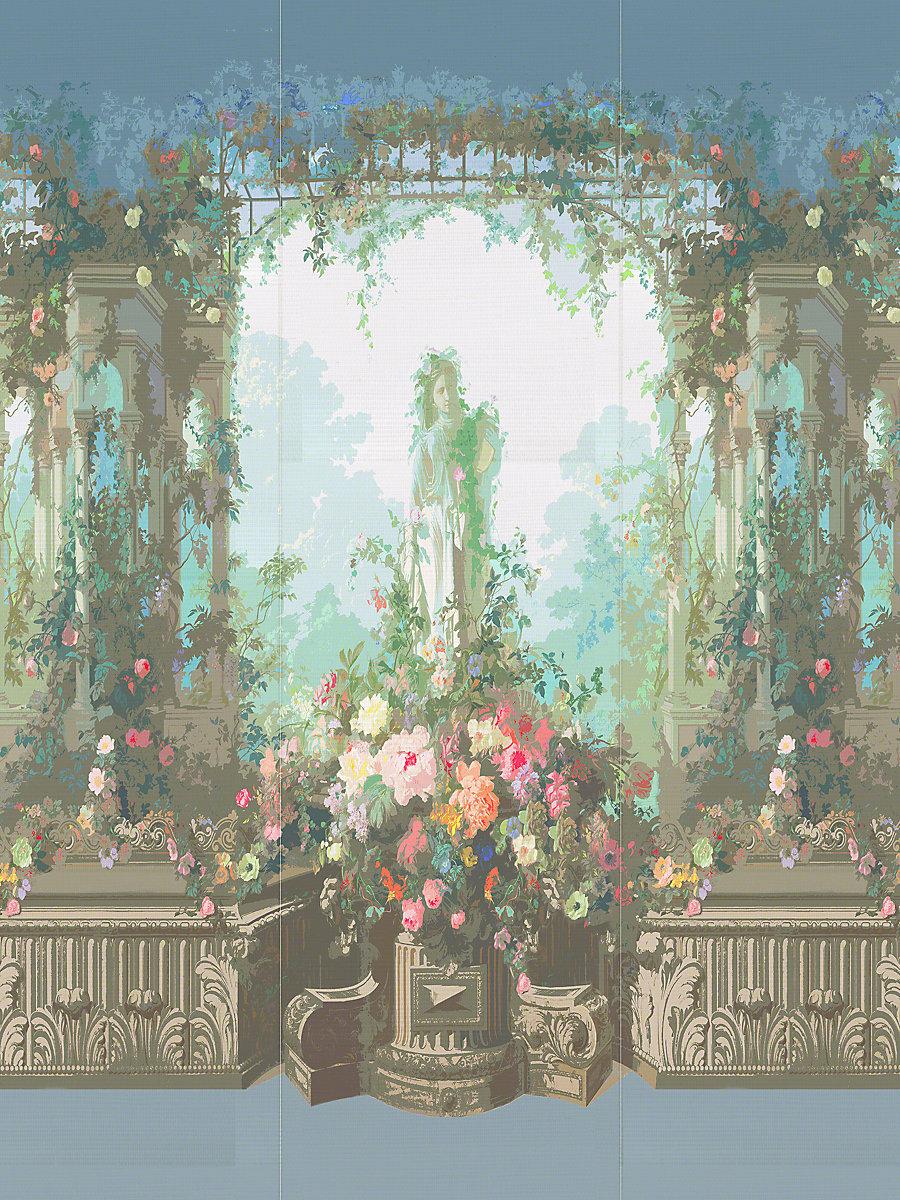 Scalamandre Jardin Defosse Dyptich Chantilly - Statue Panel Wallpaper