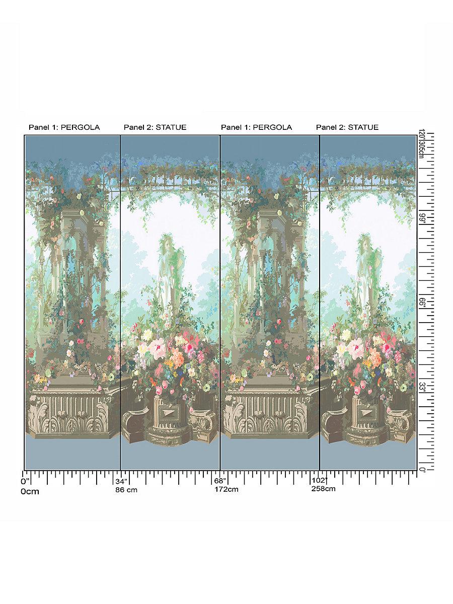 Scalamandre Jardin Defosse Dyptich Chantilly - Pergola Panel Wallpaper