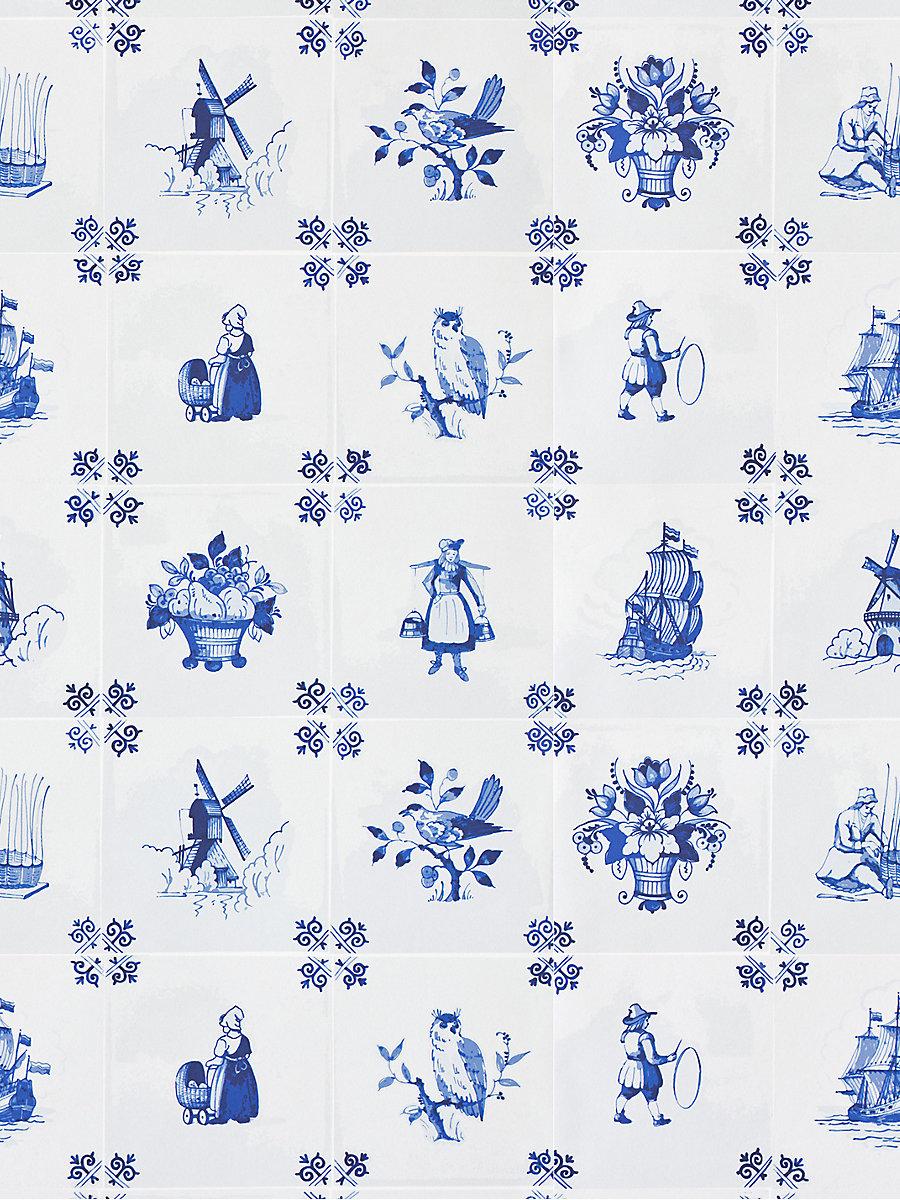 Scalamandre Tile Play Blue Wallpaper