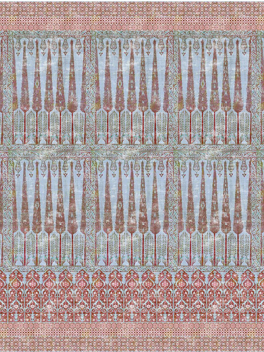 Scalamandre Topkapi Garden | Panel Turquoise Red Wallpaper