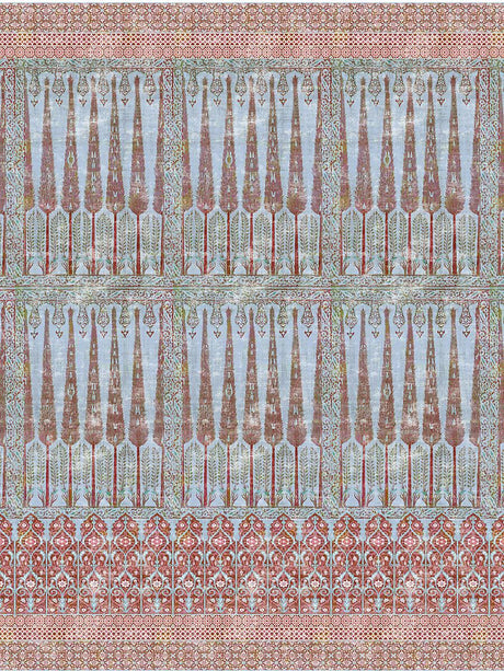 Scalamandre Topkapi Garden | Panel Turquoise Red Wallpaper