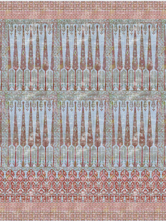 Scalamandre Topkapi Garden | Panel Turquoise Red Wallpaper
