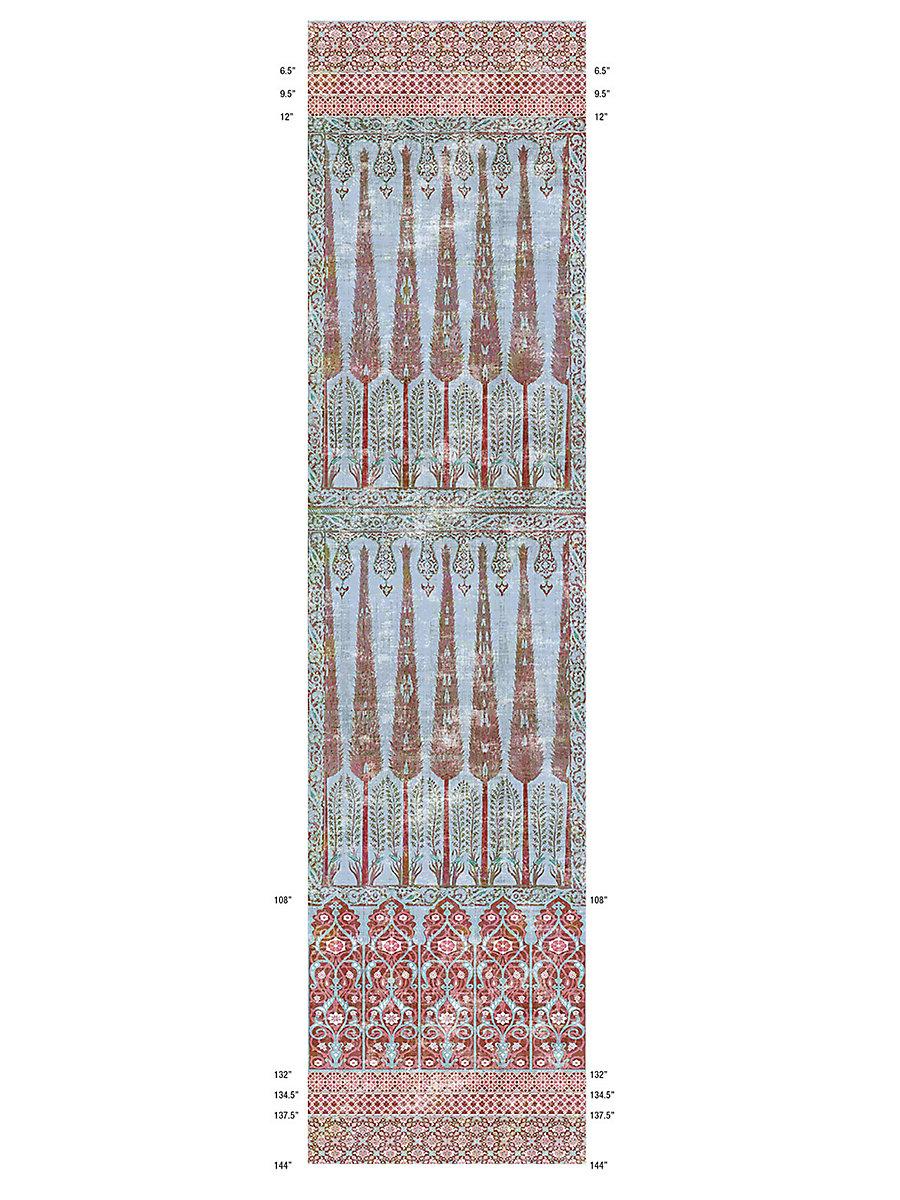 Scalamandre Topkapi Garden | Panel Turquoise Red Wallpaper