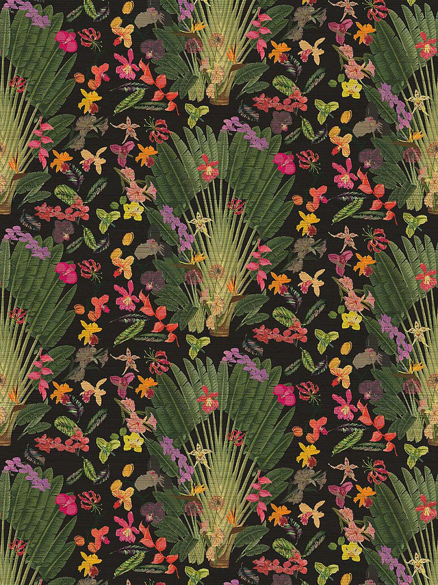 Scalamandre Fantasy Tropical Black Wallpaper