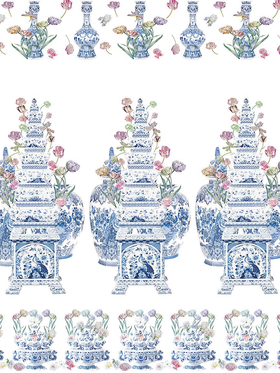 Scalamandre Tulipiere Flowers | Panel White Wallpaper