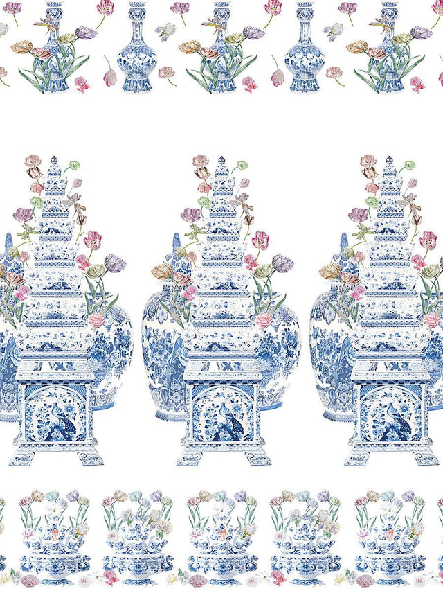 Scalamandre Tulipiere Flowers | Panel White Wallpaper