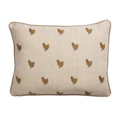 Schumacher Natural 16" x 12" Betsy'S Chicken Pillow