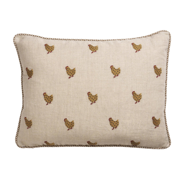Schumacher Natural 16" x 12" Betsy'S Chicken Pillow