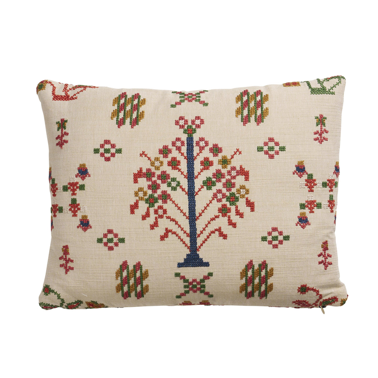 Schumacher Multi 16" x 12" Fairview Cross Stitch Pillow