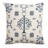 Schumacher Indigo 20" x 20" Fairview Cross Stitch Pillow