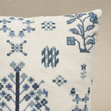 Schumacher Indigo 20" x 20" Fairview Cross Stitch Pillow