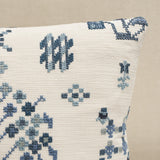 Schumacher Indigo 16" x 12" Fairview Cross Stitch Pillow