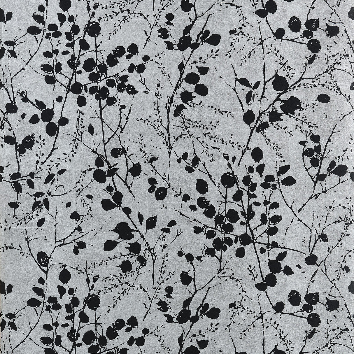 Thibaut Katamari Bud Silver And Black Wallpaper