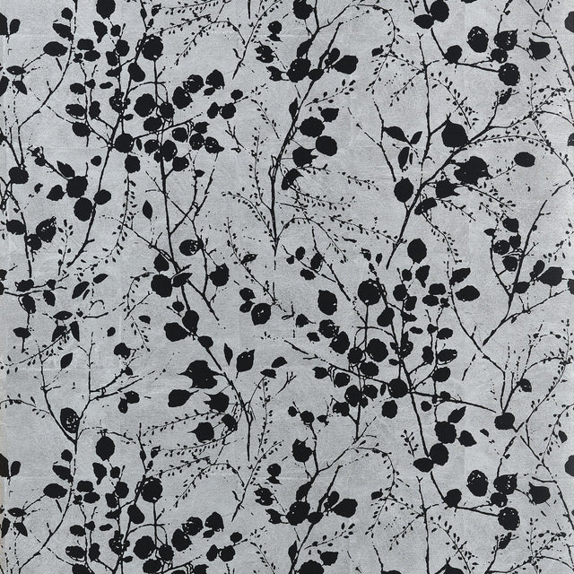 Thibaut Katamari Bud Silver And Black Wallpaper