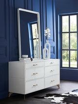 Orchids Lux Berkeley Leather White 64"W X 20"D X 33"H Drawer Dresser