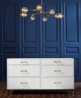 Orchids Lux Berkeley Leather White 64"W X 20"D X 33"H Drawer Dresser