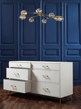 Orchids Lux Berkeley Leather White 64"W X 20"D X 33"H Drawer Dresser