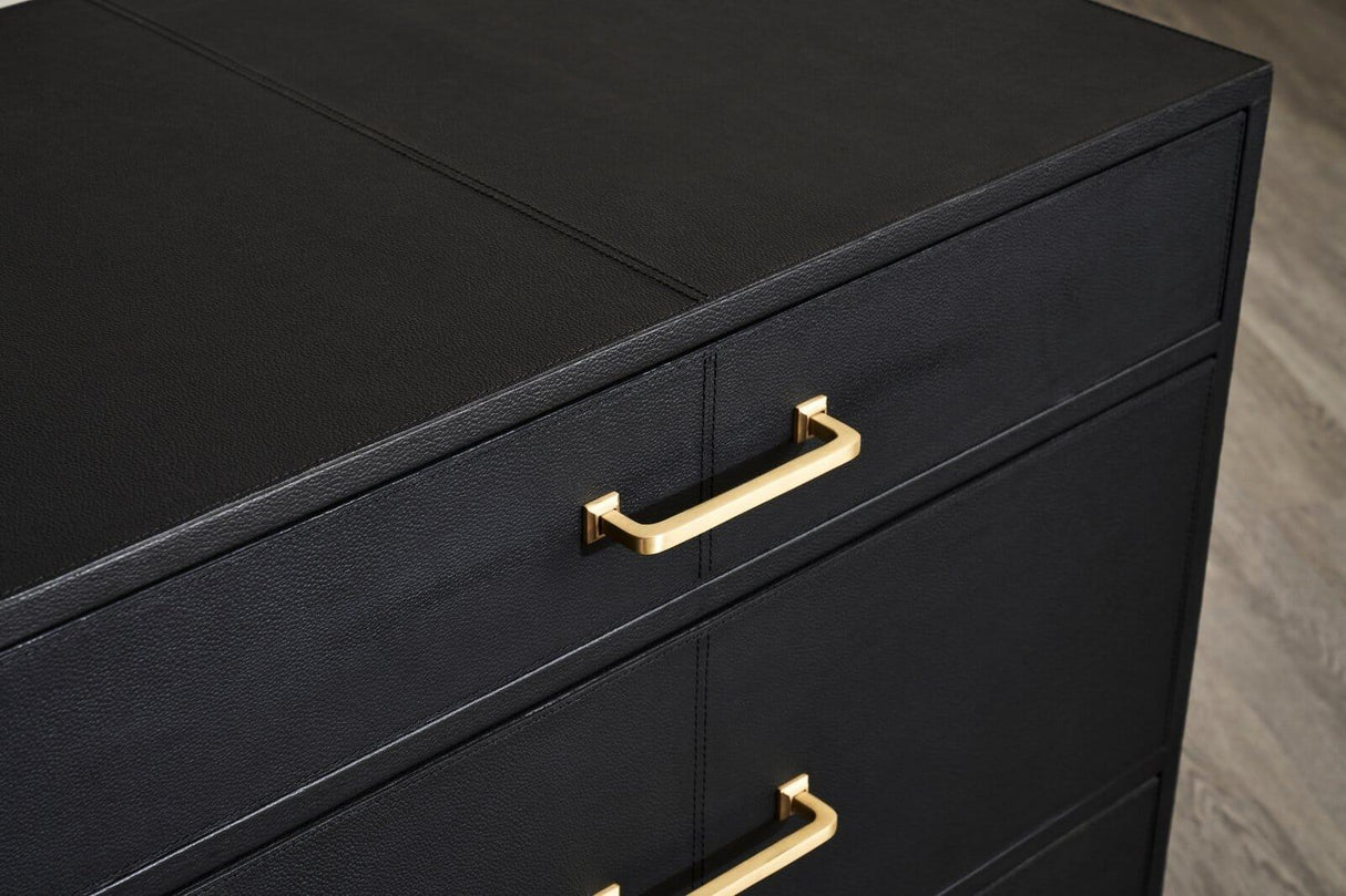 Orchids Lux Berkeley Leather Black 64"W X 20"D X 33"H Drawer Dresser