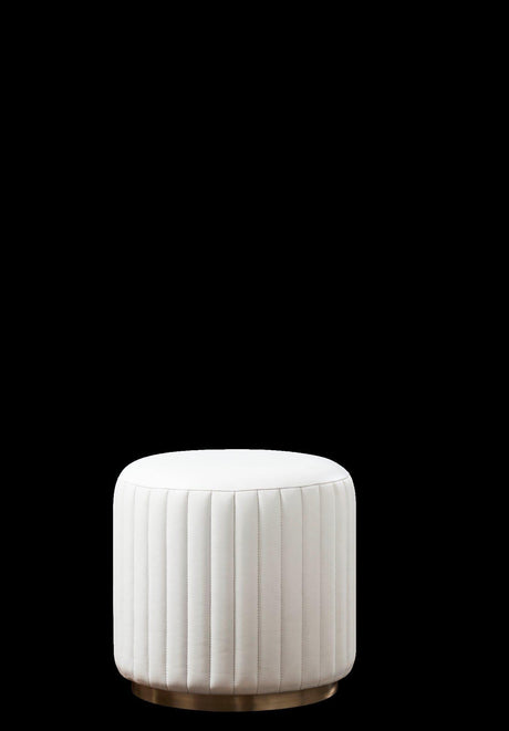 Orchids Lux Stanford Leather White 20" X 20" X 19" Ottoman