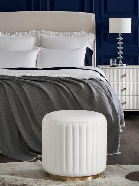 Orchids Lux Stanford Leather White 20" X 20" X 19" Ottoman