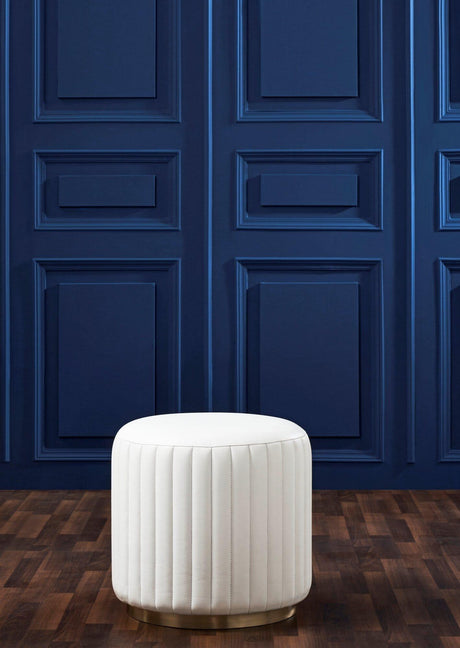 Orchids Lux Stanford Leather White 20" X 20" X 19" Ottoman