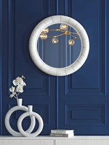 Orchids Lux Stanford Leather White 32" X 2" X 32" Wall Mirror