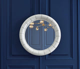 Orchids Lux Stanford Leather White 32" X 2" X 32" Wall Mirror