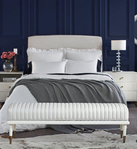 Orchids Lux Stanford Leather White 60"W X 16"D X 18"H End-Of-Day Bench