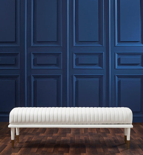 Orchids Lux Stanford Leather White 60"W X 16"D X 18"H End-Of-Day Bench