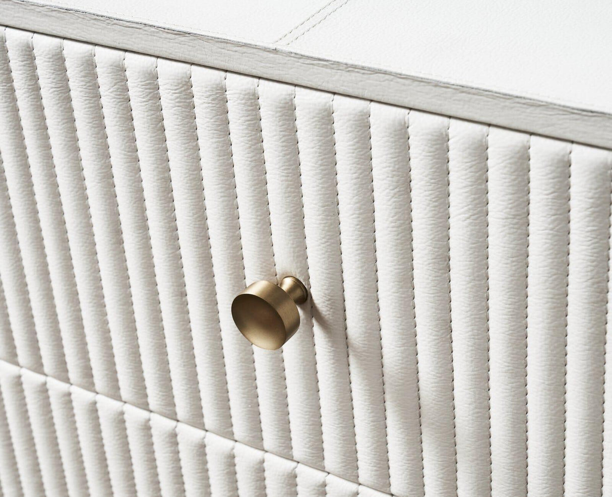 Orchids Lux Stanford Leather White 64"W X 20"D X 33"H Six Drawer Dresser