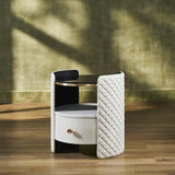 Orchids Lux Harvard Leather White 20" X 20" X 22" Round Side Table