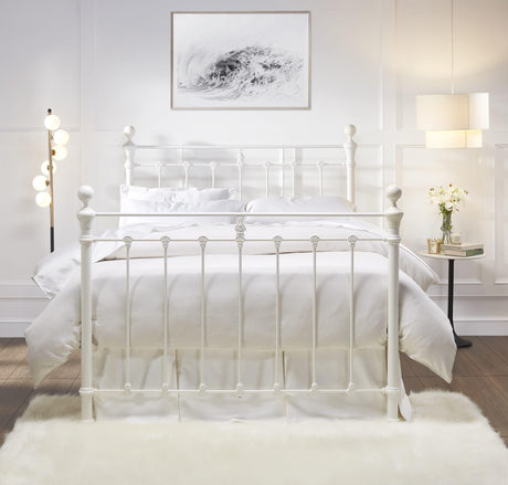 Orchids Lux Castile Metal Structure Solo Satin White Queen - 62'' W X 87'' L Headboard Height: 57" & Footboard Height: 47"Interior Dimensions For Mattress: 60" W X 80" L Metal Bed