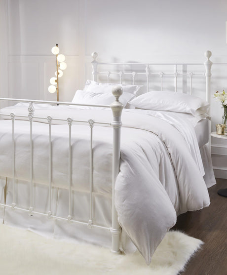 Orchids Lux Castile Metal Structure Solo Satin White King - 78'' W X 87'' L Headboard Height: 57" & Footboard Height: 47"Interior Dimensions For Mattress: 76" W X 80" L Metal Bed