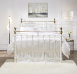 Orchids Lux Castile Metal Structure Satin White With Brass King - 78'' W X 87'' L Headboard Height: 57" & Footboard Height: 47"Interior Dimensions For Mattress: 76" W X 80" L Metal Bed