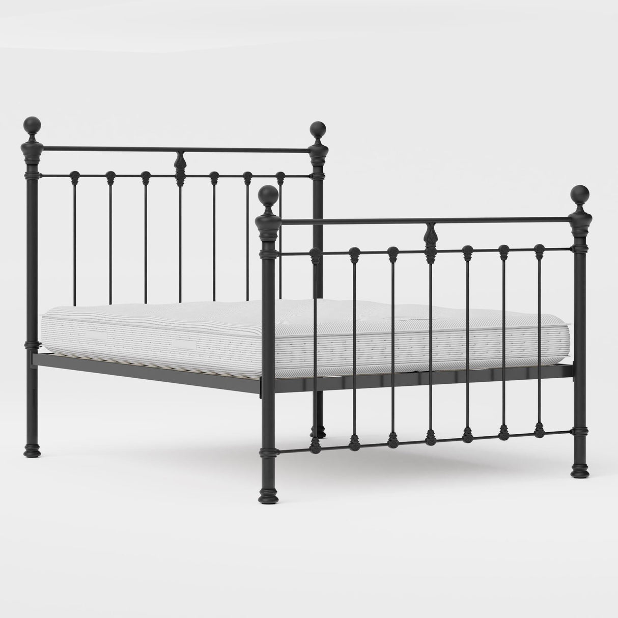 Orchids Lux Castile Metal Structure Solo Satin Black Queen - 62'' W X 87'' L Headboard Height: 57" & Footboard Height: 47"Interior Dimensions For Mattress: 60" W X 80" L Metal Bed