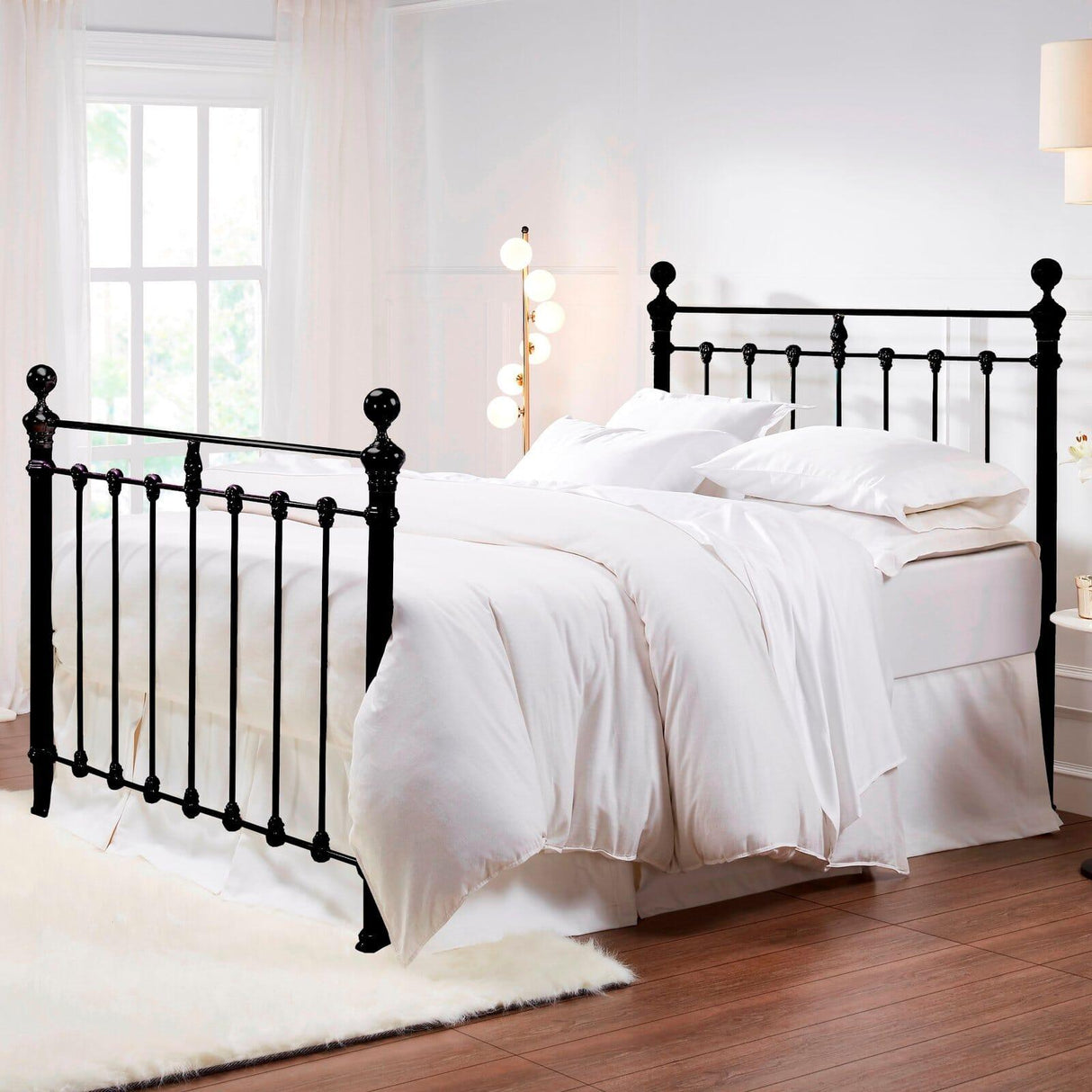 Orchids Lux Castile Metal Structure Solo Satin Black King - 78'' W X 87'' L Headboard Height: 57" & Footboard Height: 47"Interior Dimensions For Mattress: 76" W X 80" L Metal Bed
