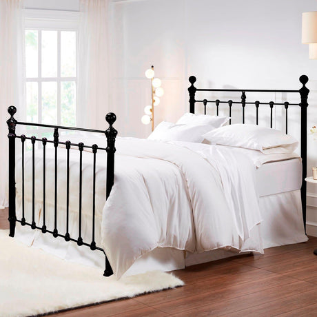 Orchids Lux Castile Metal Structure Solo Satin Black King - 78'' W X 87'' L Headboard Height: 57" & Footboard Height: 47"Interior Dimensions For Mattress: 76" W X 80" L Metal Bed