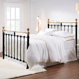 Orchids Lux Castile Metal Structure Satin Black With Brass Queen - 62'' W X 87'' L Headboard Height: 57" & Footboard Height: 47"Interior Dimensions For Mattress: 60" W X 80" L Metal Bed
