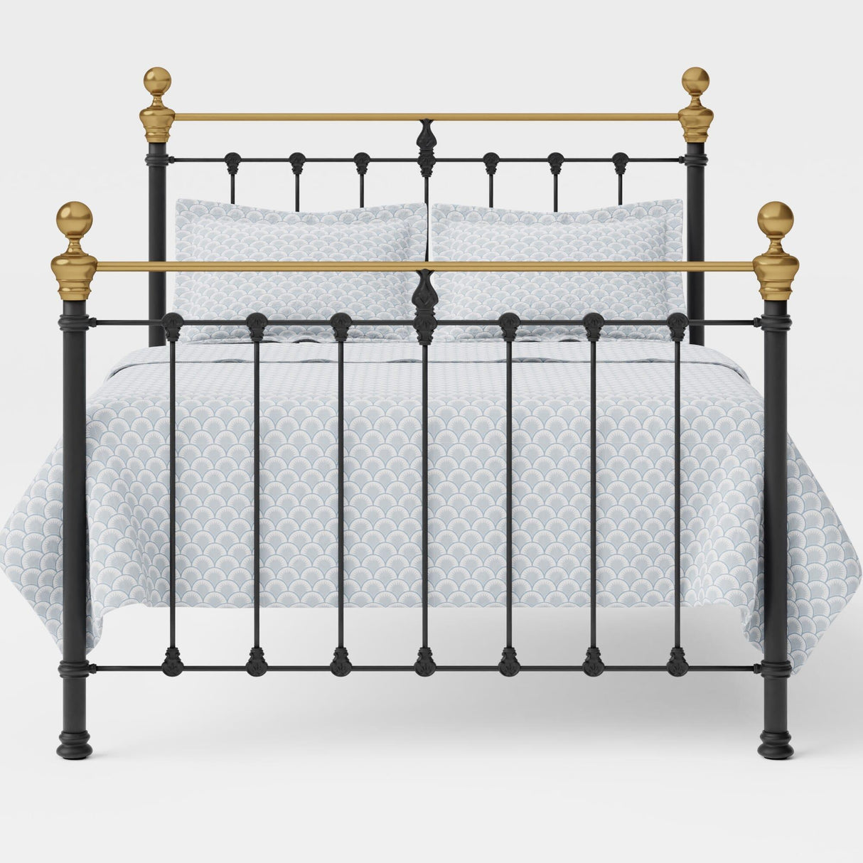 Orchids Lux Castile Metal Structure Satin Black With Brass King - 78'' W X 87'' L Headboard Height: 57" & Footboard Height: 47"Interior Dimensions For Mattress: 76" W X 80" L Metal Bed