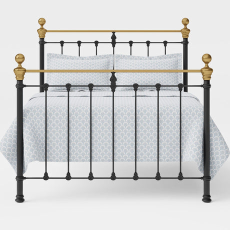 Orchids Lux Castile Metal Structure Satin Black With Brass King - 78'' W X 87'' L Headboard Height: 57" & Footboard Height: 47"Interior Dimensions For Mattress: 76" W X 80" L Metal Bed