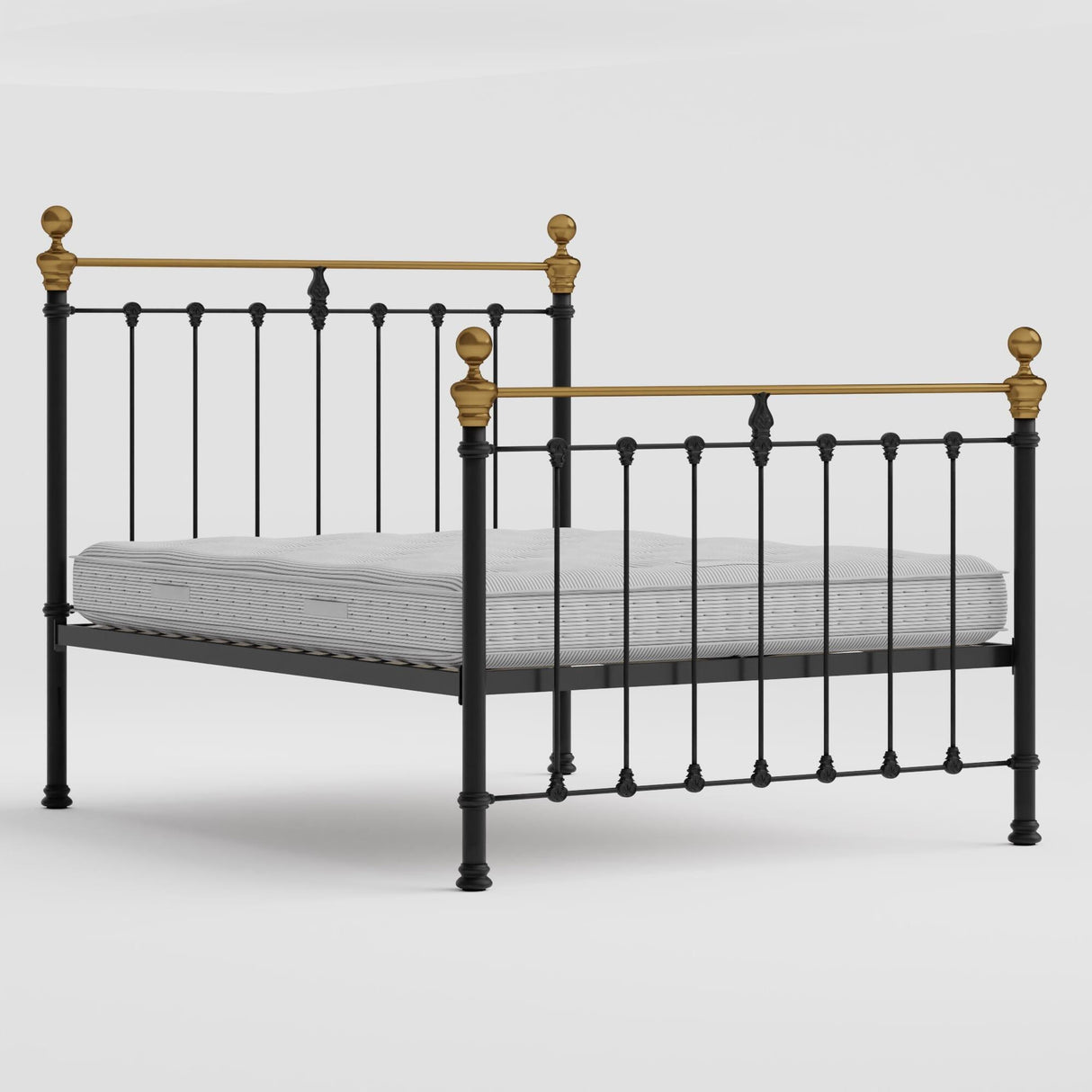 Orchids Lux Castile Metal Structure Satin Black With Brass King - 78'' W X 87'' L Headboard Height: 57" & Footboard Height: 47"Interior Dimensions For Mattress: 76" W X 80" L Metal Bed