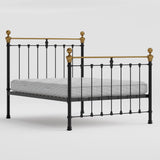Orchids Lux Castile Metal Structure Satin Black With Brass King - 78'' W X 87'' L Headboard Height: 57" & Footboard Height: 47"Interior Dimensions For Mattress: 76" W X 80" L Metal Bed