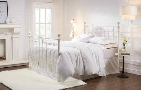 Orchids Lux Castile Metal Structure Solo Satin White King(Fp) - 78'' W X 87'' L Headboard Height: 88" & Footboard Height: 88"Interior Dimensions For Mattress: 76" W X 80" L Metal Bed