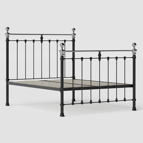 Orchids Lux Castile Metal Structure Satin Black With Chromo Queen : 62'' W X 87'' L Headboard Height: 57" & Footboard Height: 47"Interior Dimensions For Mattress: 60" W X 80" L Metal Bed