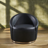Orchids Lux Dawson Leather Black 35"W X 34.5"D X 29"H Swivel Chair